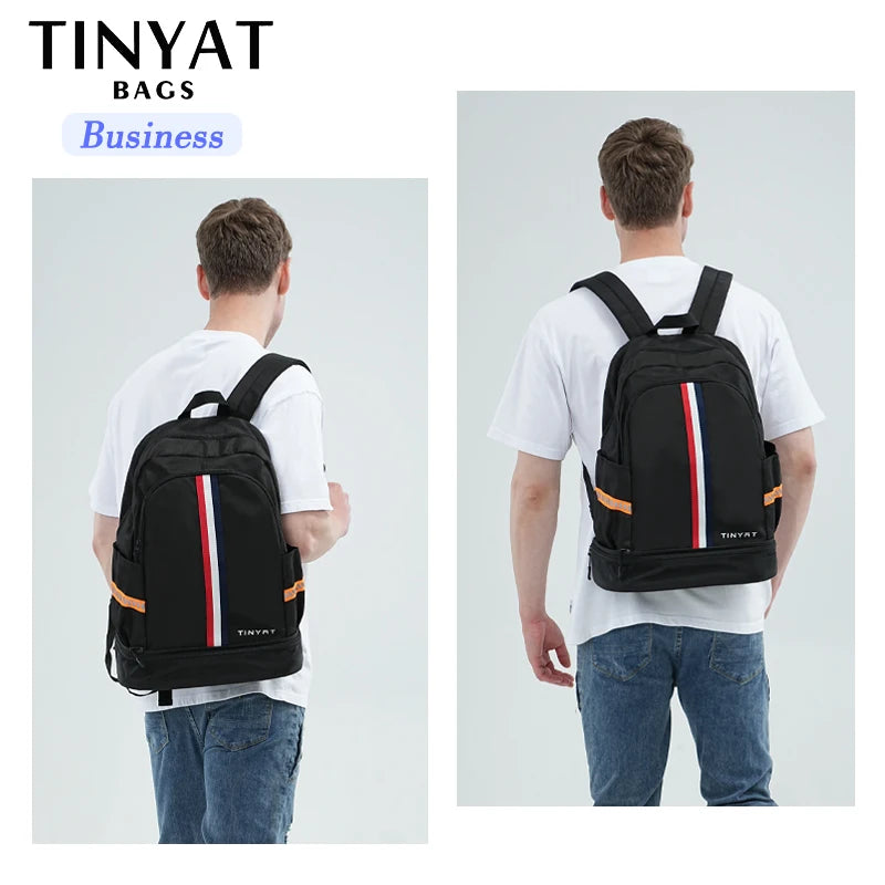 TINYAT School Backpack Men's Women's Waterproof Back to School Travel Bag with Shoe Storage Foldable Stain-resistant for Student