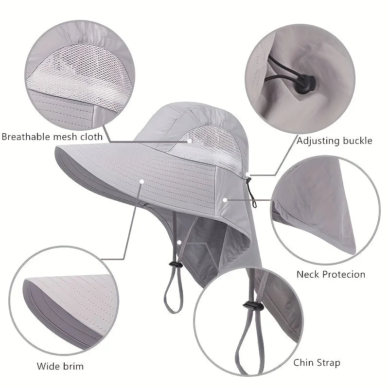 Breathable Adjustable Men'S Wide-Brimmed Sun Hat