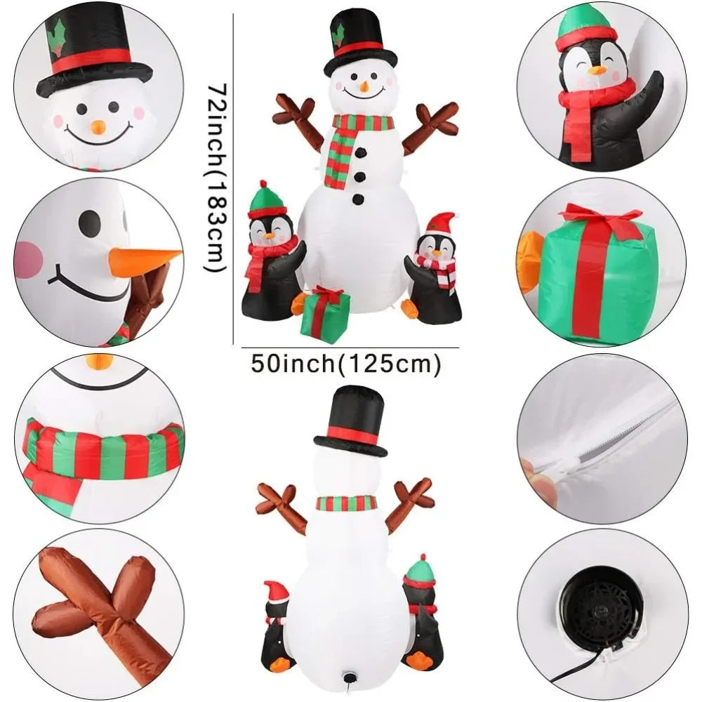 Christmas Inflatables 6ft  Christmas Decorations Outdoor Snowman Penguin Blow Up Yard Decorations with Christmas Inflatables