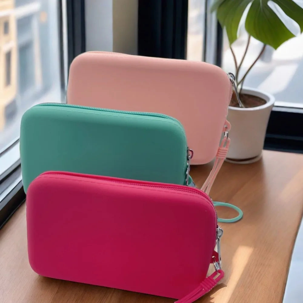 Rectangle Silicone Cosmetic Bag Coin Purse Small Item Bag Women