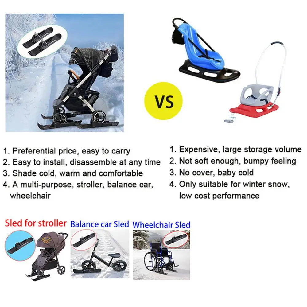 Winter Balance Cycle Snow Sled Training Cycling Skiing Sled Lightweight Skis Stand Parking Rack For Skateboard Parks Golf Carts