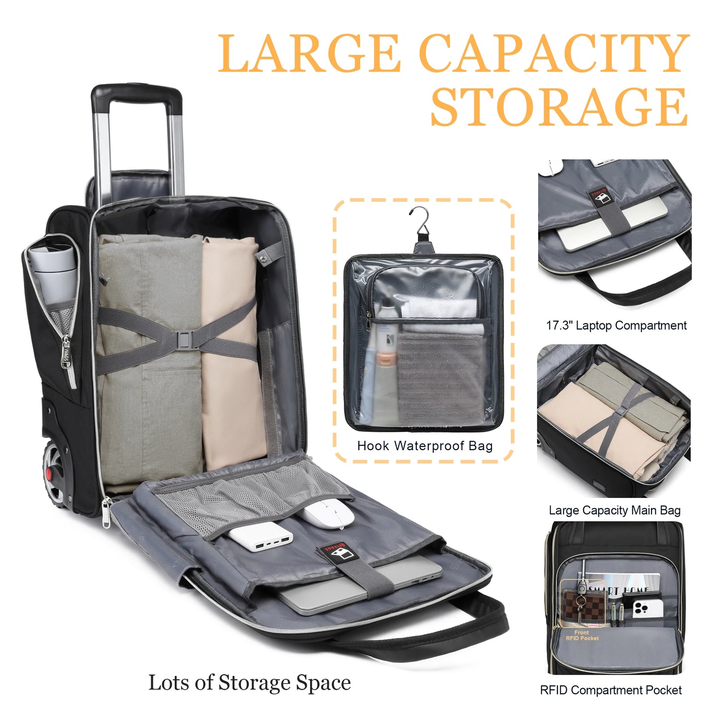 18-Inch Laptop Bag Trolley – Soft side Carry-On Travel Bag